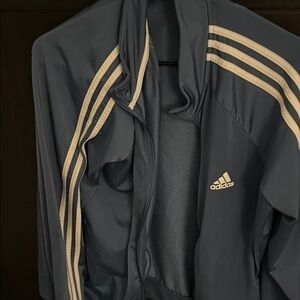 Adidas Blue and White Windbreaker Jacket